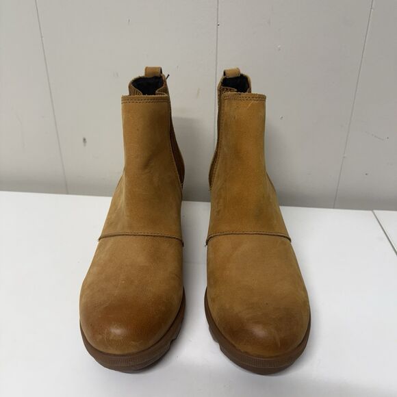 SOREL Joan of Arctic Wedge II Camel Tan Chelsea Leather Boots Women's 9 New - Picture 4 of 13
